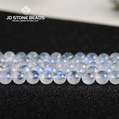 Natural Blue Flash Moonstone Beads High Quality Round Loose Spacer Gemstone For Jewelry Making Diy