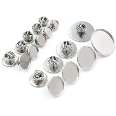 10pcs/ Lot 6/8/10/12/14/16/18/20/25mm Stainless Steel Material Brooch Style Cabochon Base Cufflink