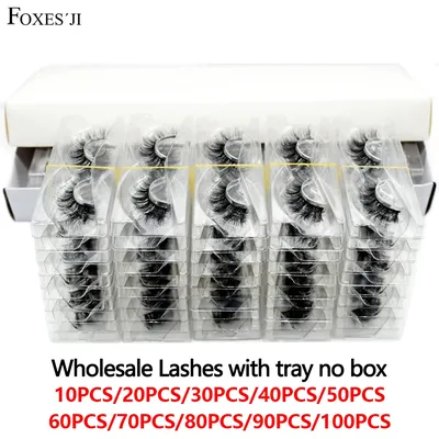 FOXESJI Mink Lashes Bulk Wholesale Items For Business Mink False Eyelashes Fluffy Wispy Soft Natural