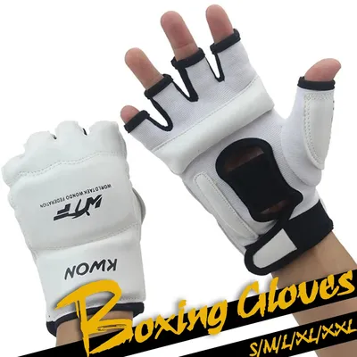 GOBYGO Half Finger Boxing Gloves PU Leather MMA Fighting Kick Boxing Gloves Karate Muay Thai