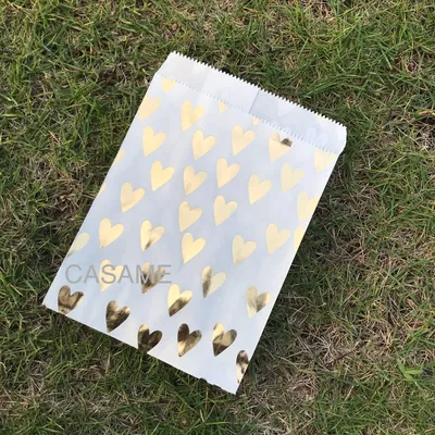 foiled gold heart wedding candy bag Party Favor hearts printing Paper Bags Chevron Polka Dot Stripe
