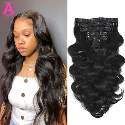 Body Wave Clip In Human Hair Extensions 120g/set Clips In Extension Full Head Brazilian Clip on Hair