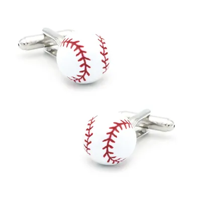 Baseball Design Sport Cufflinks For Men Quality Brass Material White Color Cuff Links