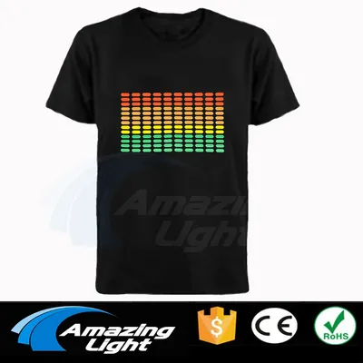 Hot Sale Sound Active Equalizer El T Shirt Equalizer Light Up Down Led T Shirt Flashing Music