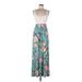 Coco USA Casual Dress - Maxi: Teal Floral Motif Dresses - Women's Size Medium