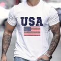 T-shirt Confortable Pour Hommes Imprimé Motif 'USA', Vêtements De Plein Air D'été Pour Hommes, Vêtements Pour Hommes, Hauts Pour Hommes