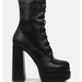 London Rag Meows Faux Leather High Heel Platform Ankle Boots - Black - US-9 / UK-7 / EU-40