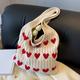 Sac Fourre-tout Tricoté À La Mode, Sac Au Crochet Graphique En Forme De Cœur, Sac À Main Décontracté Et Sac De Shopping Pour La Saint-valentin