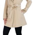 Tahari Women's Wool Wrap Coat with Tie Belt - Light Beige - Brown