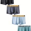 Lot De 4 Sous-vêtements En Coton 100% Pour Hommes, Boxers Casual Avec Ceinture À Lettres À La Mode, Confortables Et Respirants, Boxers Stretch Pour Le Sport