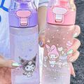 Jolie tasse Tritan Sanrio, bouteille d'eau à rabat de dessin animé avec filtre, pour les sports de plein air, fitness, voyage, Kuromi, mélodie, Pom Pom Purin, style Pochacco, 1 pièce, 550 ml/18,6 oz