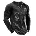 Homme T shirt Tee Chemise Henley Shirt Tee Graphic Crânes Henley Noir Blanche Bleu Vert Gris 3D effet Grande Taille Extérieur du quotidien manche longue Bouton bas Imprimer Vêtement Tenue Design mode