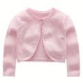 Baby Girls Mignon Cardigan En Tricot De Coton Couleur Unie Avec Broderie Florale Pour Le Printemps Et L'Automne