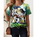 Femme T shirt Tee Animal Chien du quotidien Vert Manche Courte mode Col Ras du Cou Eté