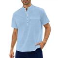 Homme Chemise Lin Chemisette Chemise d'été Chemise de plage Blanche Rose Claire Bleu Manche Courte Plein Col Mao Eté du quotidien Hawaïen Vêtement Tenue Poche