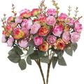 2 paquets de roses en soie, bouquet de fleurs artificielles, mini roses pour bricolage, bouquets de mariage, centres de table, fête prénuptiale, décorations pour la maison