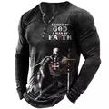 Graphic Croix templière Soldier Design basique Classique Homme 3D effet T shirt Tee Chemise Henley Shirt Tee Chemise Vintage Extérieur du quotidien Des sports T-shirt Noir manche longue Henley Chemise