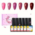 Ensemble de 6 vernis à ongles en gel - Kit de vernis à ongles avec 6 couleurs Kit de vernis à ongles Couleur de Noël Ensemble de vernis à ongles vert rouge rose pour femmes