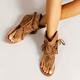 Sandales À Franges Pour Femmes, Sandales Plates À La Mode Avec Un Design Évidé, Chaussures D'été Légères