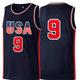 "Maillots De Basket-ball N.9 ""USA"" Imprimé Pour Hommes, Maillot Rétro Brodé Cousu Bleu Marine, Débardeur, Sweat-shirt"