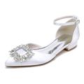 Damen Hochzeit Schuhe Flache Schuhe Geschenke zum Valentinstag Weiße Schuhe Hochzeit Party Täglich Hochzeitswohnungen Strass Flacher Absatz Spitze Zehe Elegant Modisch Satin Knöchelriemen Wein