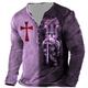 Graphic Kreuz der Templer Kreuz Designer Basic Klassisch Herren 3D-Druck T Shirt Henley Shirt Tee Outdoor Täglich Sport T-Shirt Gelb Blau Purpur Langarm Henley Hemd Frühling Sommer Bekleidung