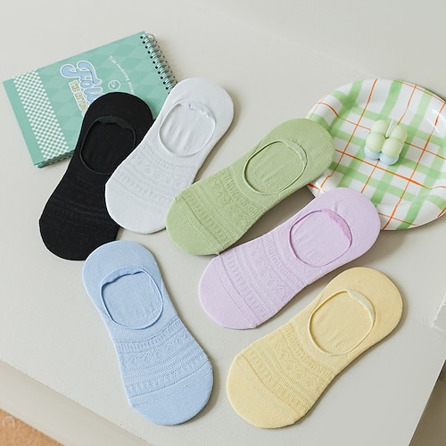 Damen Füßlinge für die Arbeit, Alltag, einfarbig, Baumwolle, lässig, Vintage, Retro, lässig, Sport, 6 Paar Image