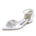 Per donna scarpe da sposa Ballerine Regali di San Valentino Scarpe bianche Matrimonio Feste Giornaliero Appartamenti di nozze Con diamantini Piatto Appuntite Elegante Di tendenza Raso Listino alla