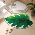 Green Leaf Mat, Large Monstera Cute Non Slip Shaped Plush Fun Kitchen, Bathroom Bathtub Rugs Machine Washable