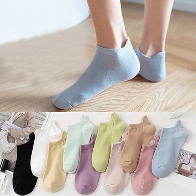 10 Pairs Women's Ankle Socks Low Cut Socks Work Daily Holiday Solid Color Cotton Sporty Casual Vintage Retro Casual Sports Socks