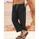 Men's Linen Pants Summer Pants Beach Pants Harem Pants Pocket Drawstring Elastic Waist Plain Comfort Breathable Daily Holiday Vacation Hawaiian Boho Lake blue Black