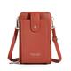 Women's Crossbody Bag Shoulder Bag Mobile Phone Bag PU Leather Daily Holiday Travel Zipper Large Capacity Waterproof Lightweight Solid Color Deep Pink Wine Red Lotus root purple