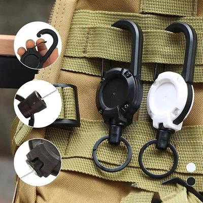 Outdoor Automatic Retractable Wire Rope Luya Tactical Keychain,Heavy Duty Retractable Pull Reel Carabiner Key Chains Strong Steel Wire Rope Buckle Spring Key Ring Outdoor Sporty Keychain Tool