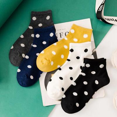 5 Pairs Women's Crew Socks Work Holiday Dot Cotton Casual Lolita Vintage Retro Casual Sports Socks