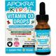 Vitamin D Drops Baby & Kids - Vegan - 60 Days Supply 30mL Preservative Free and Sugar Free Kids Vitamins - VIT D 400IU in MCT Oil - 10 microgra