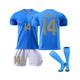 (22(120-130CM)) Italy 22/23 Home Jersey World Cup Chiesa #14 Soccer T-Shirt Shorts Kits Football 3-Pieces Sets