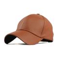 (Brown) Unisex Men Women PU Leather Baseball Cap Snapback Hip-hop Sports Casual Adjustable Hat