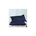 (NAVY) 2 X Pillow Case Luxury Fine Quality Housewife Pair Pack Dyed Pillows Covers