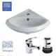Small Corner Wash Basin Bathroom Ceramic Compact Sink Inc Tap & Waste