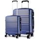 (Navy) Kono Luggage Set of 2 PCS Lightweight ABS Hard Shell Trolley Travel Case 20" Cabin Suitcase + 28" Large Luggage with TSA Lock Spinner Wheels