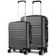 (Grey) Kono Luggage Set of 2 PCS Lightweight ABS Hard Shell Trolley Travel Case 24" Medium Check in Suitcase + 28" Large Hold Check in Luggage
