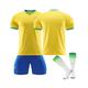 (22(120-130CM)) Men's Home World Cup Brazil Jersey Soccer T-Shirt Shorts Kits Football 3-Pieces Sets