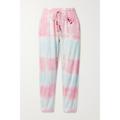 LoveShackFancy - Santinella Bead-embellished Appliquéd Tie-dyed Cotton-terry Track Pants - Pink