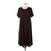 Lularoe Casual Dress - Midi: Burgundy Grid Dresses - Women's Size Large