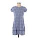 Lands' End Casual Dress - Shift Crew Neck Short sleeves: Blue Paisley Dresses - Women's Size X-Small