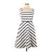 Draper James Casual Dress - Midi: Ivory Chevron/Herringbone Dresses - Women's Size 10
