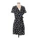 J.Crew Factory Store Casual Dress - Wrap V-Neck Short sleeves: Black Dresses - Women's Size 4