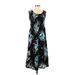 Croft & Barrow Casual Dress - Midi: Black Print Dresses - Women's Size Small