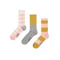 Caroline Gardner Caroline Gardner Fashion Printed 3 Pack Fashion Crew Socks - Light Pink/Mustard/Grey