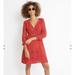 Madewell Dresses | Like New Madewell Hazelwood Wrap- Front Mini Dress In Windswept Floral | Color: Red/White | Size: 4